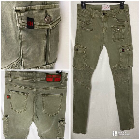 DOUBLE RED Cargo Pants Stretch Performance Tactical Streetwear Womens 4 Green - Picture 2 of 11